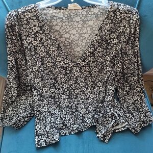 Floral Black and White Women's Top